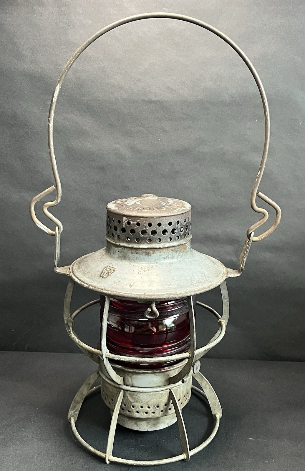 Vintage Dressel PRR Railroad Lantern Keystone Stamp Red Kopp Glass Fresnel Globe