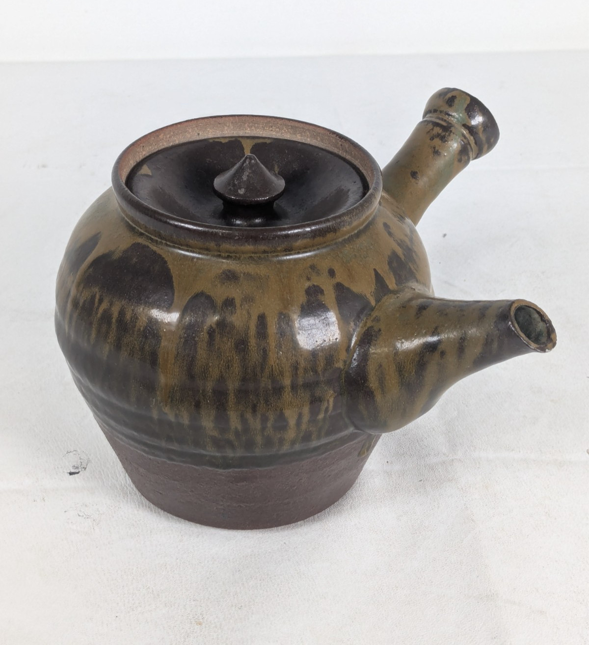 Japanese Pottery Kyusu Teapot Earth Tone Glaze Ceramic Artisan Tea Pot