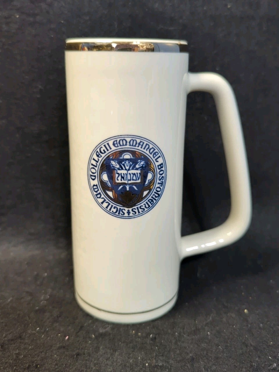 Vintage Emmanuel College Ceramic Commemorative Beer Stein Gold Trim 5 In Height