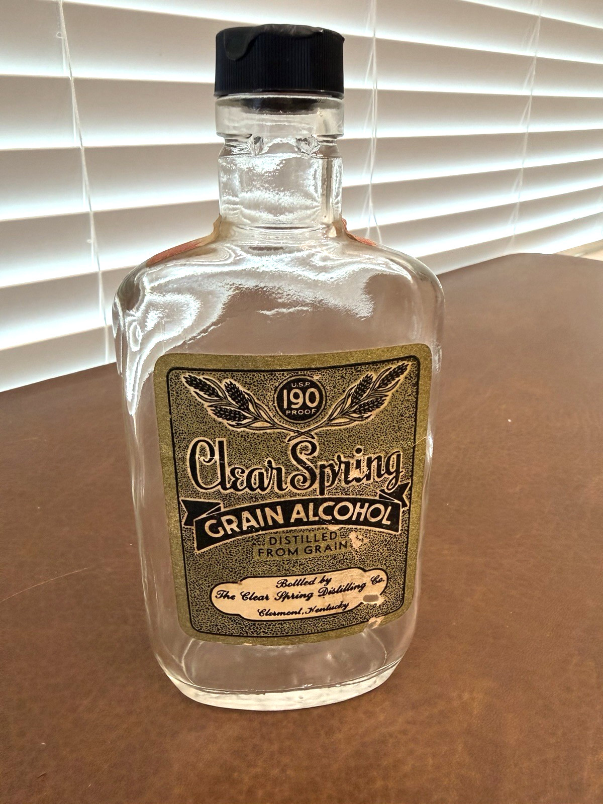 Vintage Clear Spring Grain Alcohol Bottle 190 Proof - One Pint - Empty - RARE Vintage Clear Spring Grain Alcohol Bottle 190 Proof - One Pint - Empty - RARE