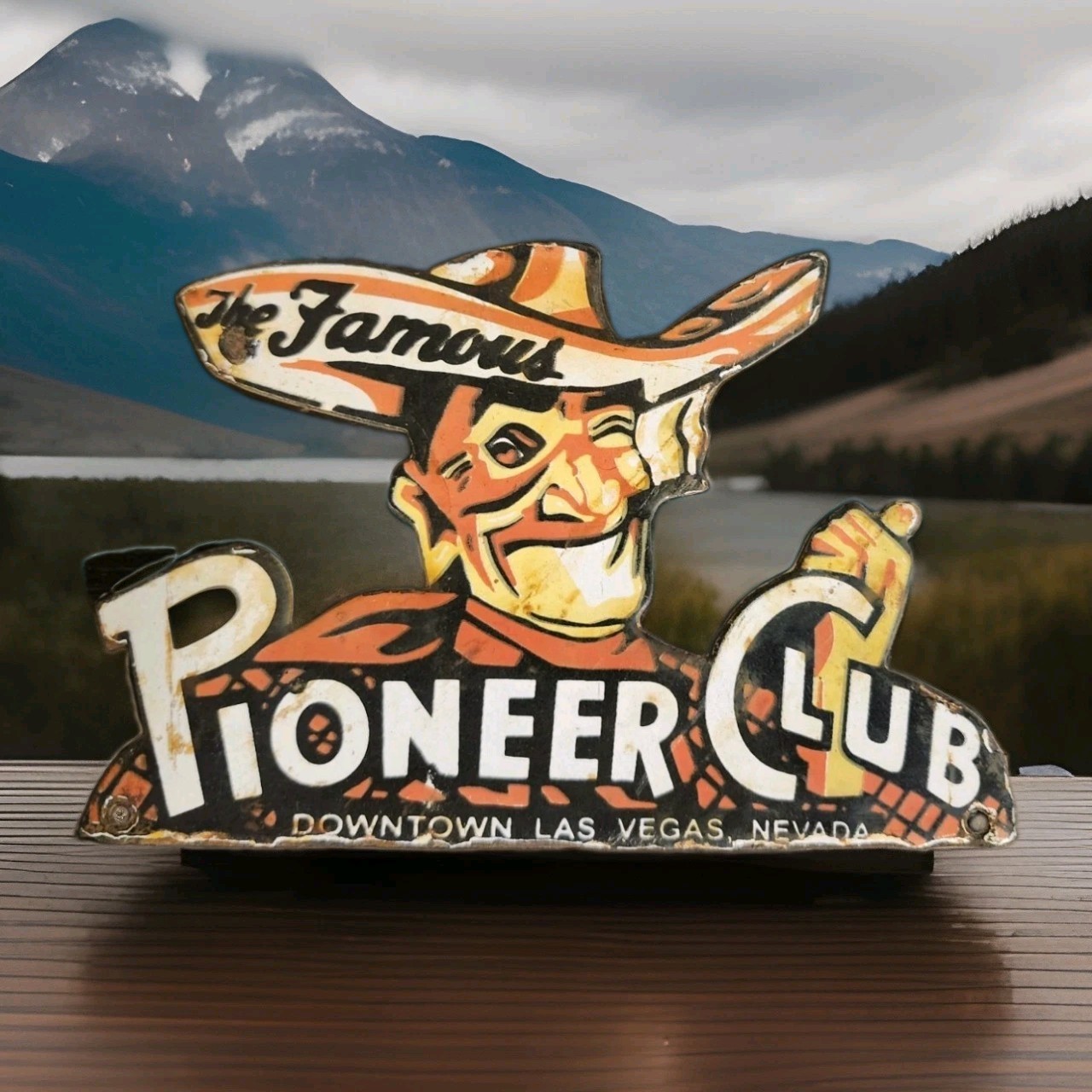 Vintage Pioneer Club Porcelain Sign Las Vegas NV Strip Casino Gambling Gas Oil Vintage Pioneer Club Porcelain Sign Las Vegas NV Strip Casino Gambling Gas Oil