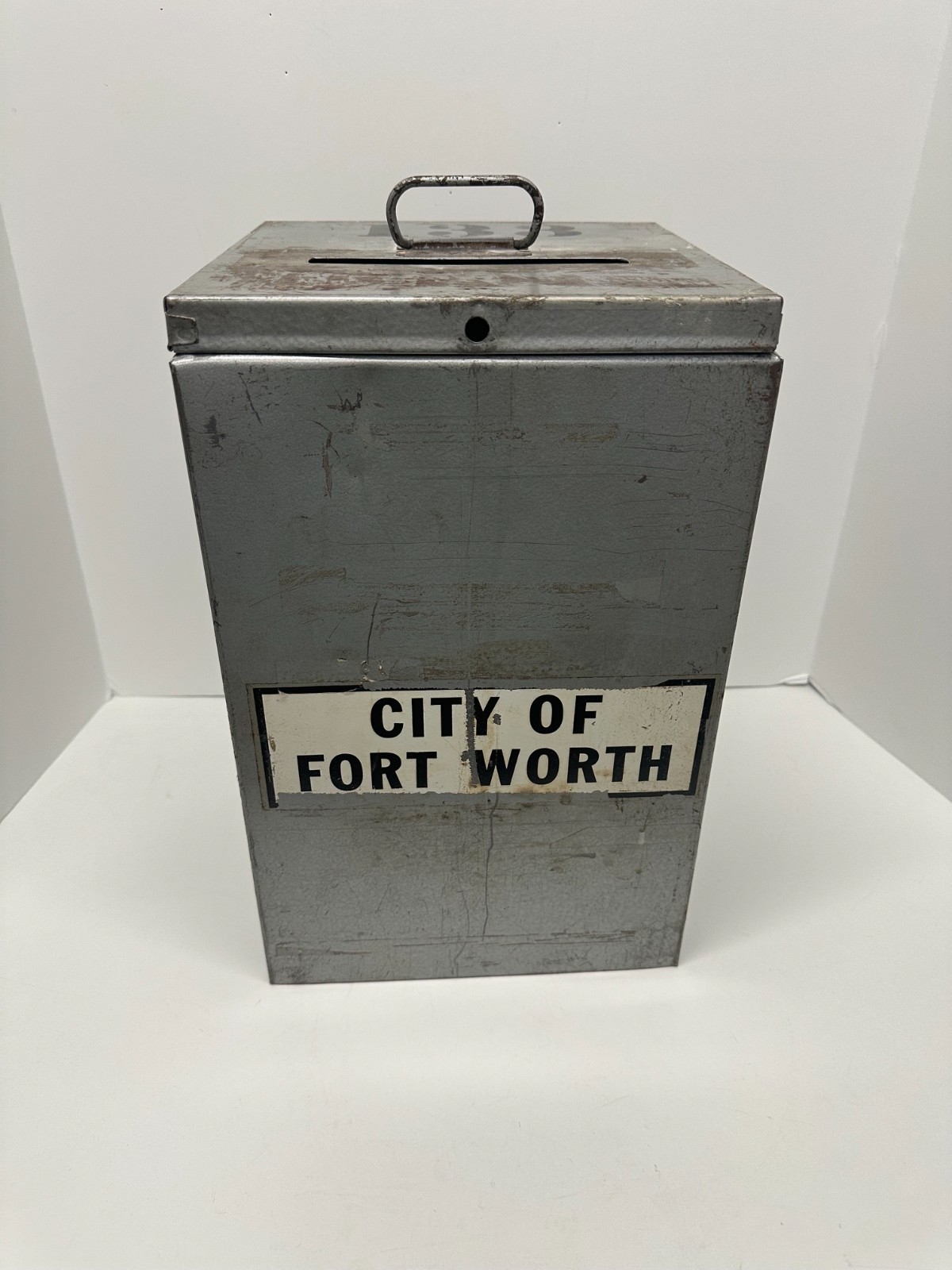 Vintage Metal Ballot Box, City of Fort Worth, # 133 medium size Vintage Metal Ballot Box, City of Fort Worth, # 133 medium size