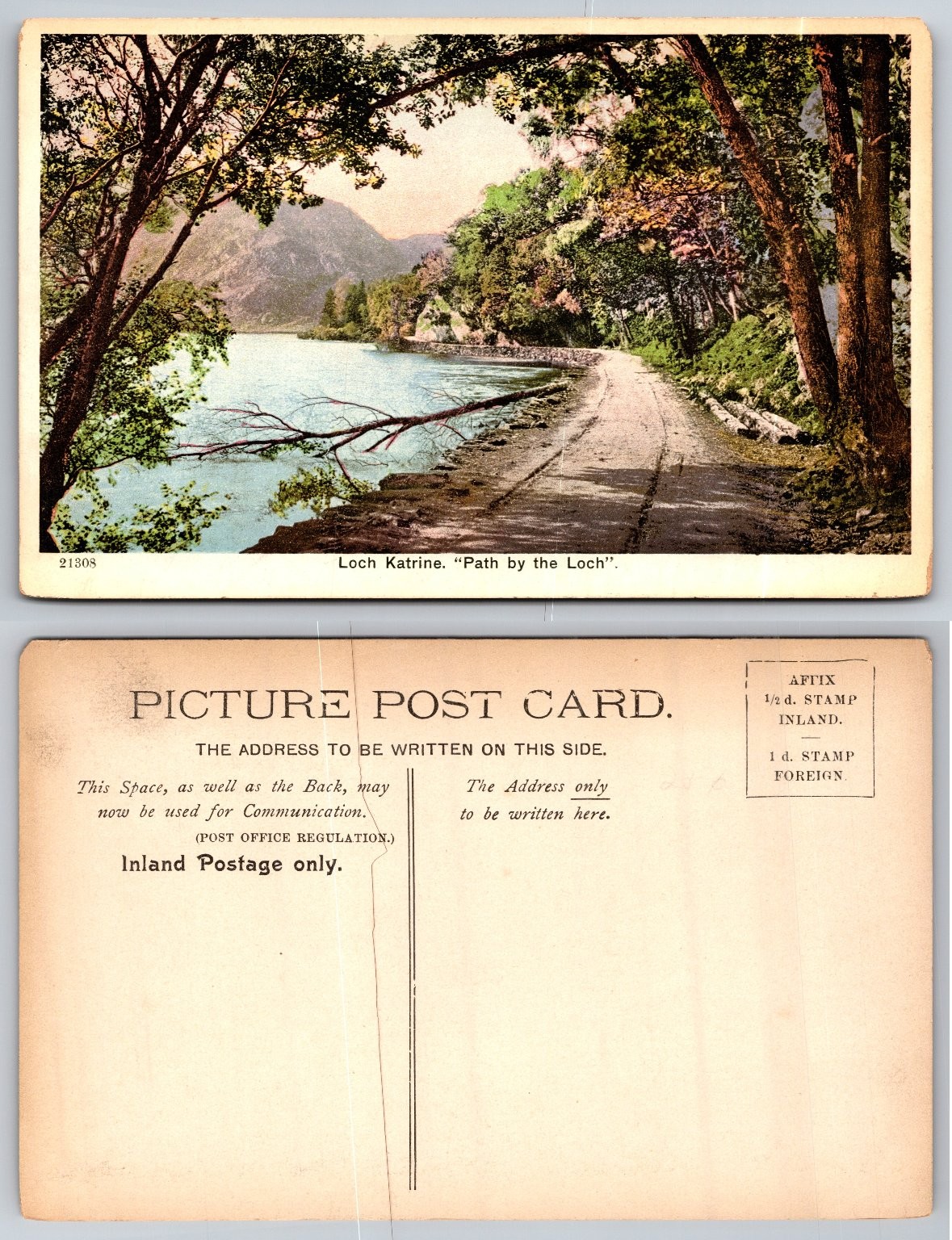 Vintage Loch Katrine Scotland Path by the Loch Antique Postcard Vintage Loch Katrine Scotland Path by the Loch Antique Postcard