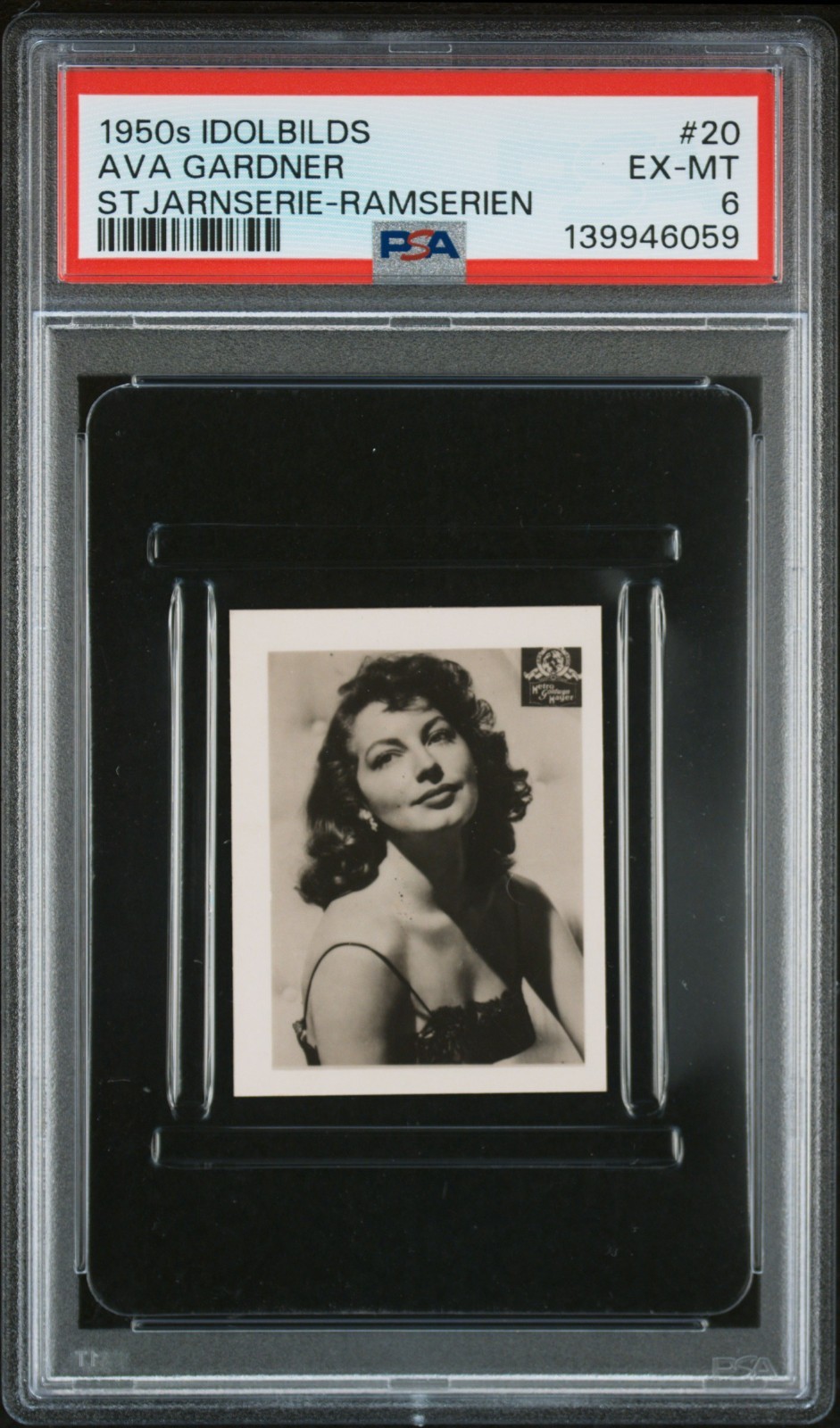 1950 LANGA ANDRA IDOLBILDS RAMSERIEN #20 AVA GARDNER PSA 6 POP 1 NONE HIGHER