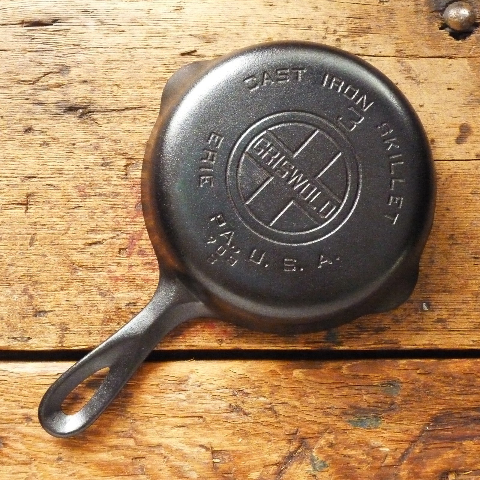 Vintage GRISWOLD Cast Iron SKILLET Frying Pan # 3 LARGE BLOCK LOGO - Ironspoon