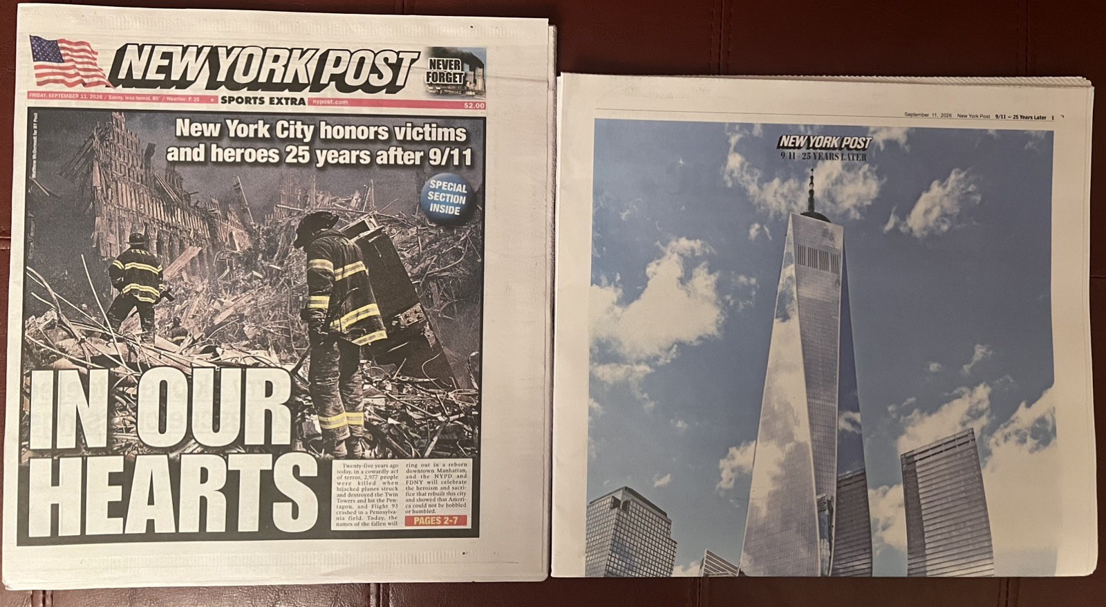 New York Post - 25th Anniversary 9/11 Issue With Special 20 Page Insert NEW New York Post - 25th Anniversary 9/11 Issue With Special 20 Page Insert NEW