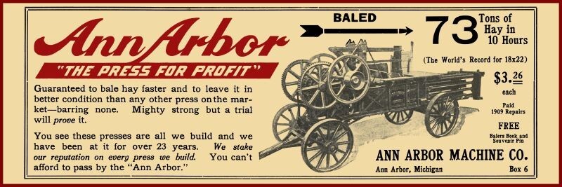 1910 Ann Arbor Hay Press, MI NEW Metal Sign 12\