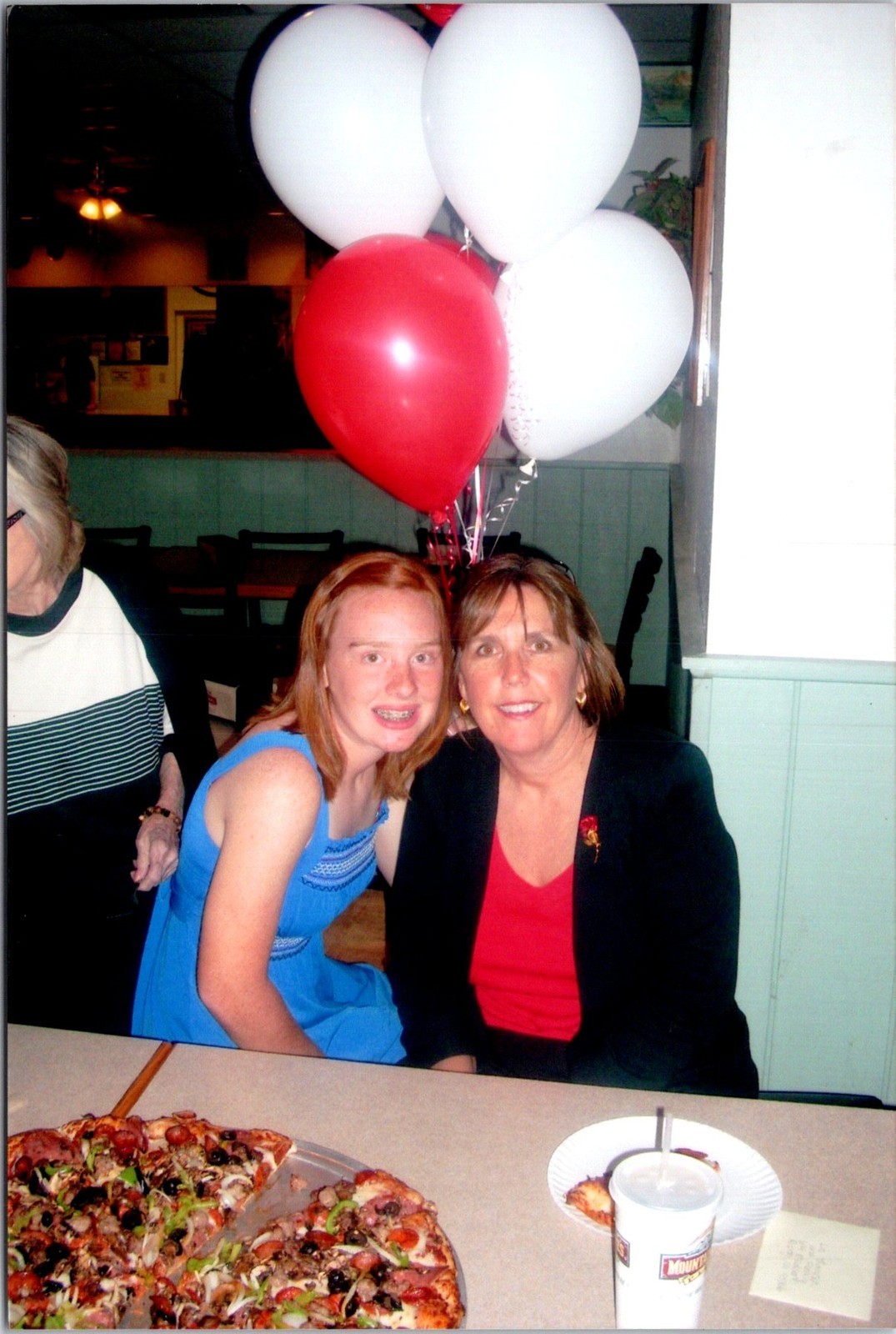 Pretty women with white & red balloons Found Color Photo V0363