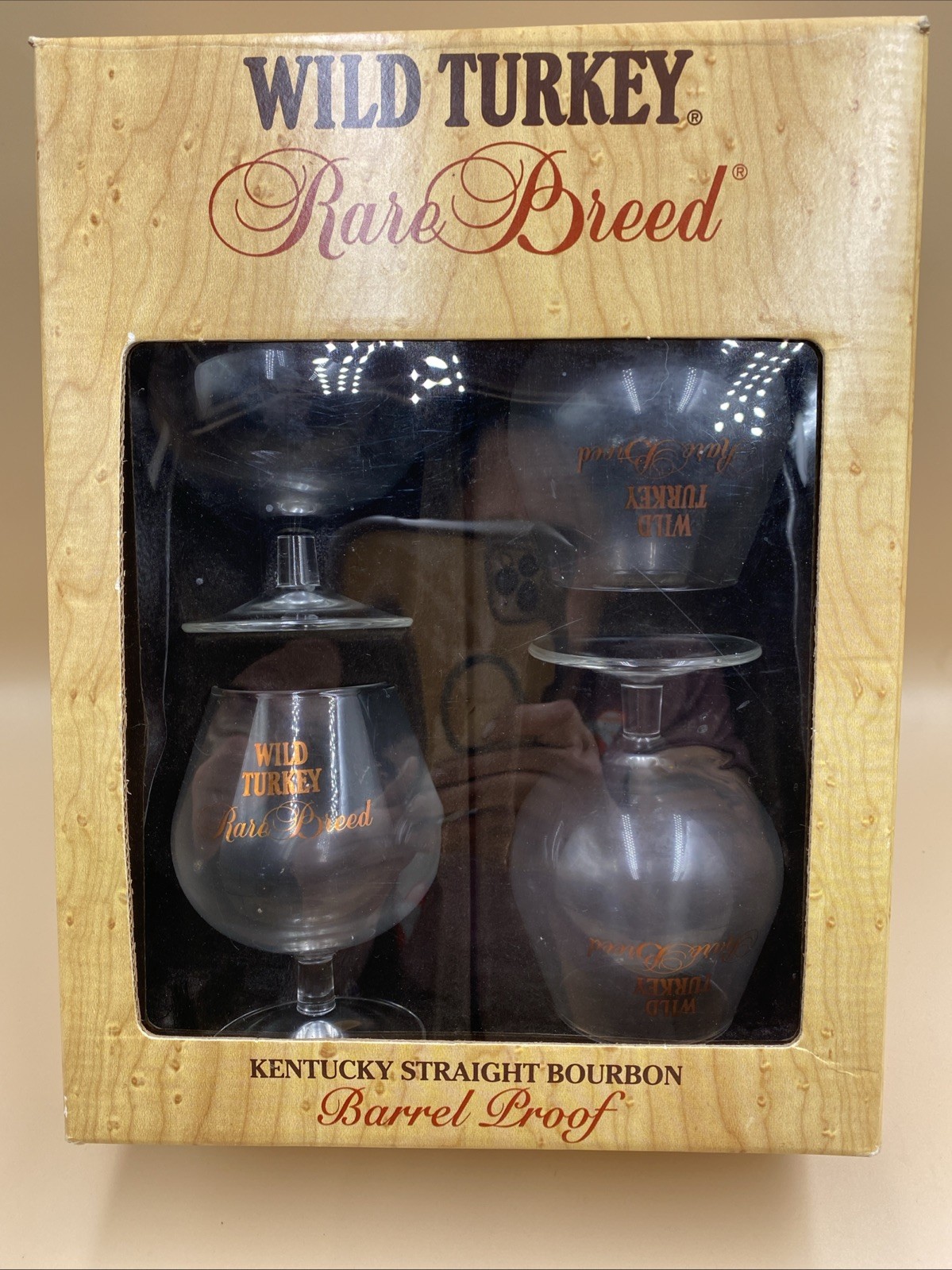 Wild Turkey Rare Breed Bourbon Whiskey Vintage Glass SET OF 4 IN Original BOX Wild Turkey Rare Breed Bourbon Whiskey Vintage Glass SET OF 4 IN Original BOX