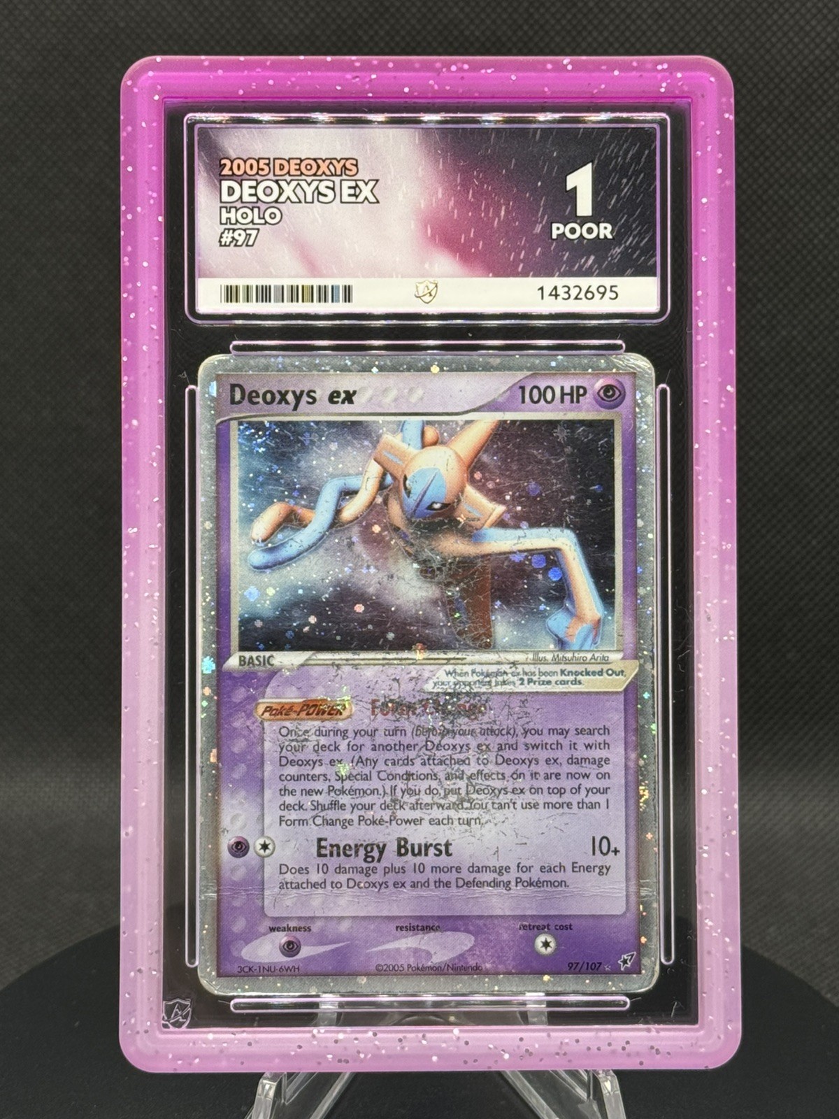 🌌 Pokémon TCG – Deoxys ex 97/107 – EX Deoxys 2005 – ACE 1 – POP 2 + Holo Swirl