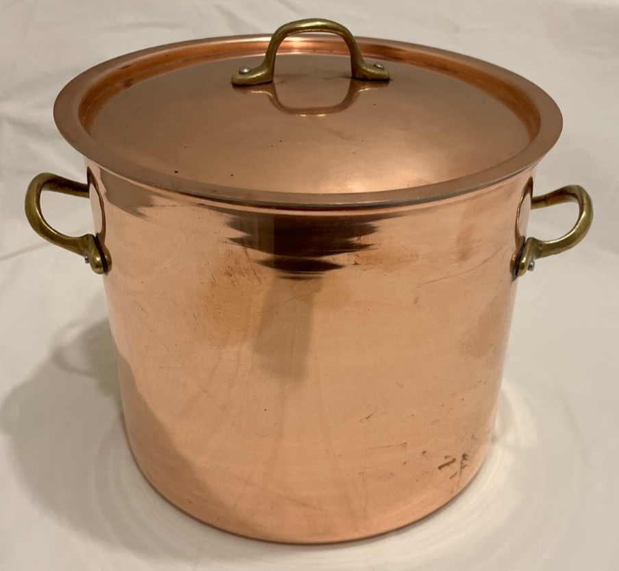 Vintage B&M Douro Copper Stock Pot Riveted brass Handles Made in Korea Vintage B&M Douro Copper Stock Pot Riveted brass Handles Made in Korea