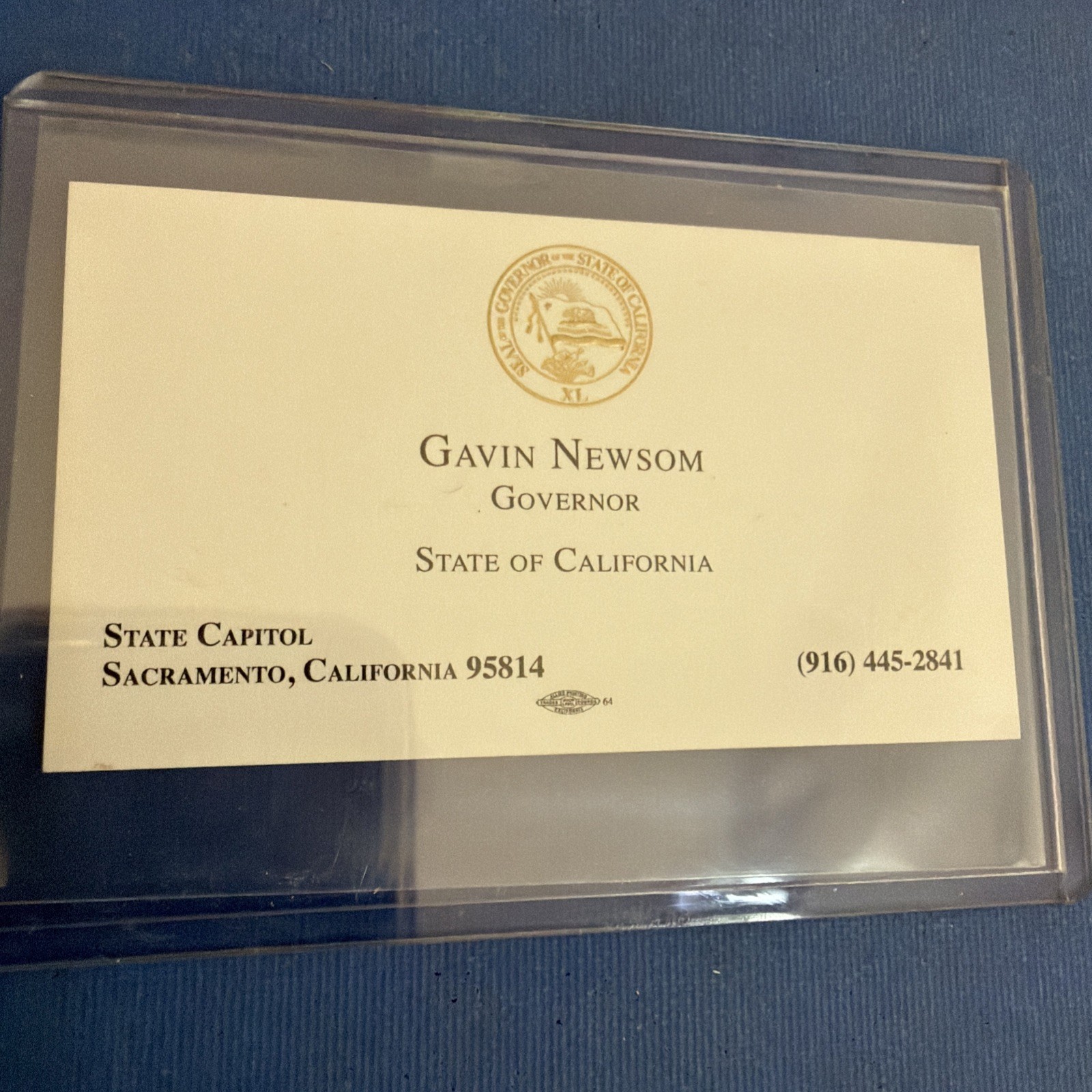 GAVIN NEWSOM Business Card Governor State Of California State Capital Sacramento GAVIN NEWSOM Business Card Governor State Of California State Capital Sacramento