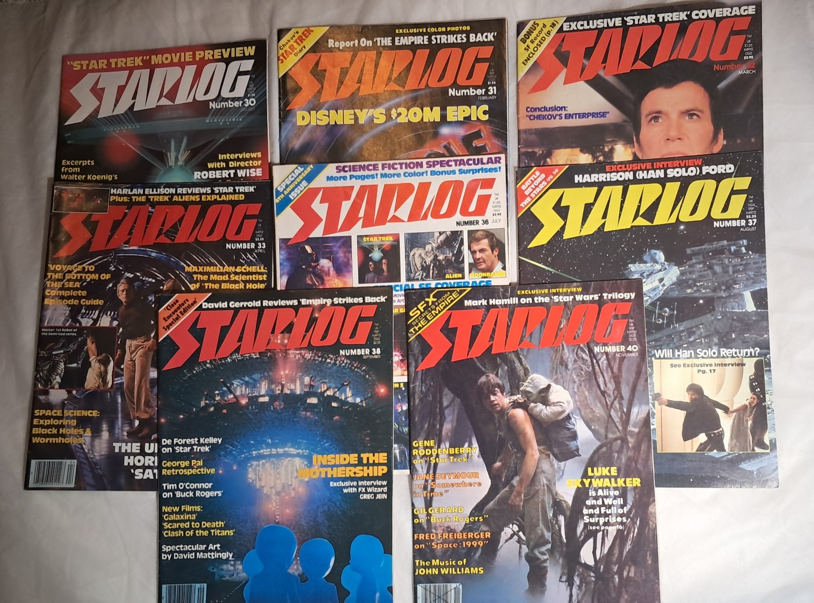 Starlog Magazine Lot Of 8 Numbers: 30, 31, 32, 33, 36, 37, 38, 40 Starlog Magazine Lot Of 8 Numbers: 30, 31, 32, 33, 36, 37, 38, 40
