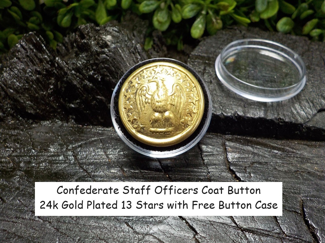 24k Gold Plated Confederate Staff Officers Coat Button with Free Button Case 24k Gold Plated Confederate Staff Officers Coat Button with Free Button Case