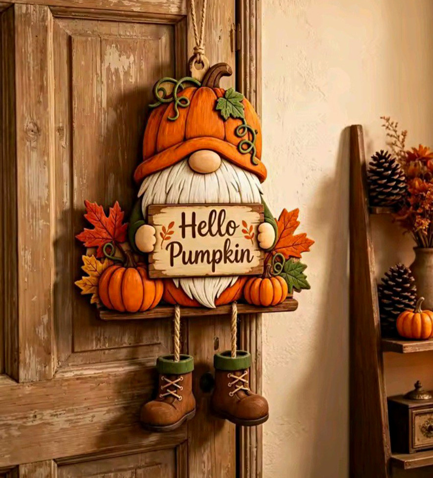 Hello Pumpkin Wooden Painted Hanging Wall Sign Gnome Pumpkin Fall Halloween Hello Pumpkin Wooden Painted Hanging Wall Sign Gnome Pumpkin Fall Halloween