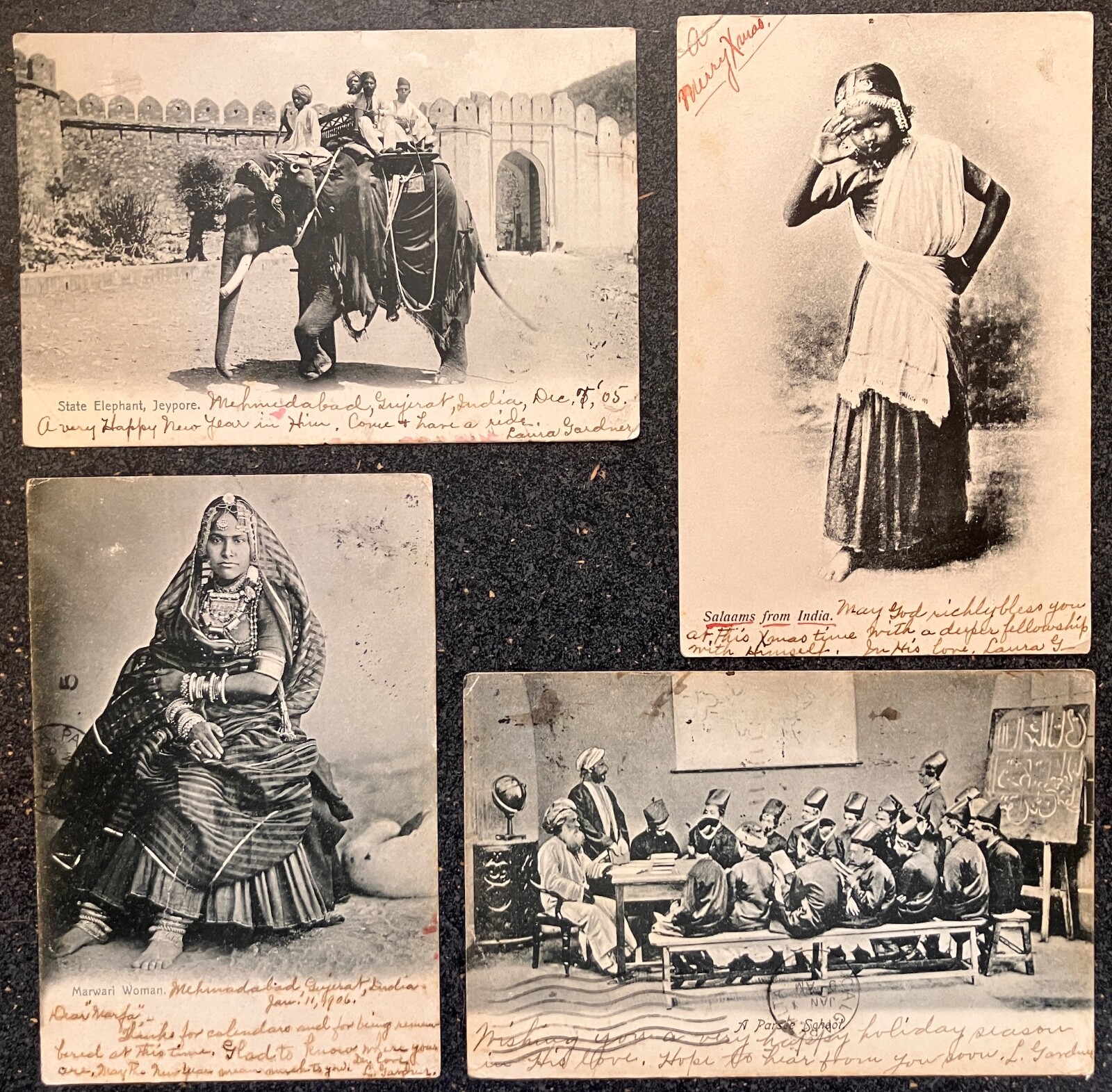 Vintage Rare RPPC People Postcards from India 1906-1909 Vintage Rare RPPC People Postcards from India 1906-1909