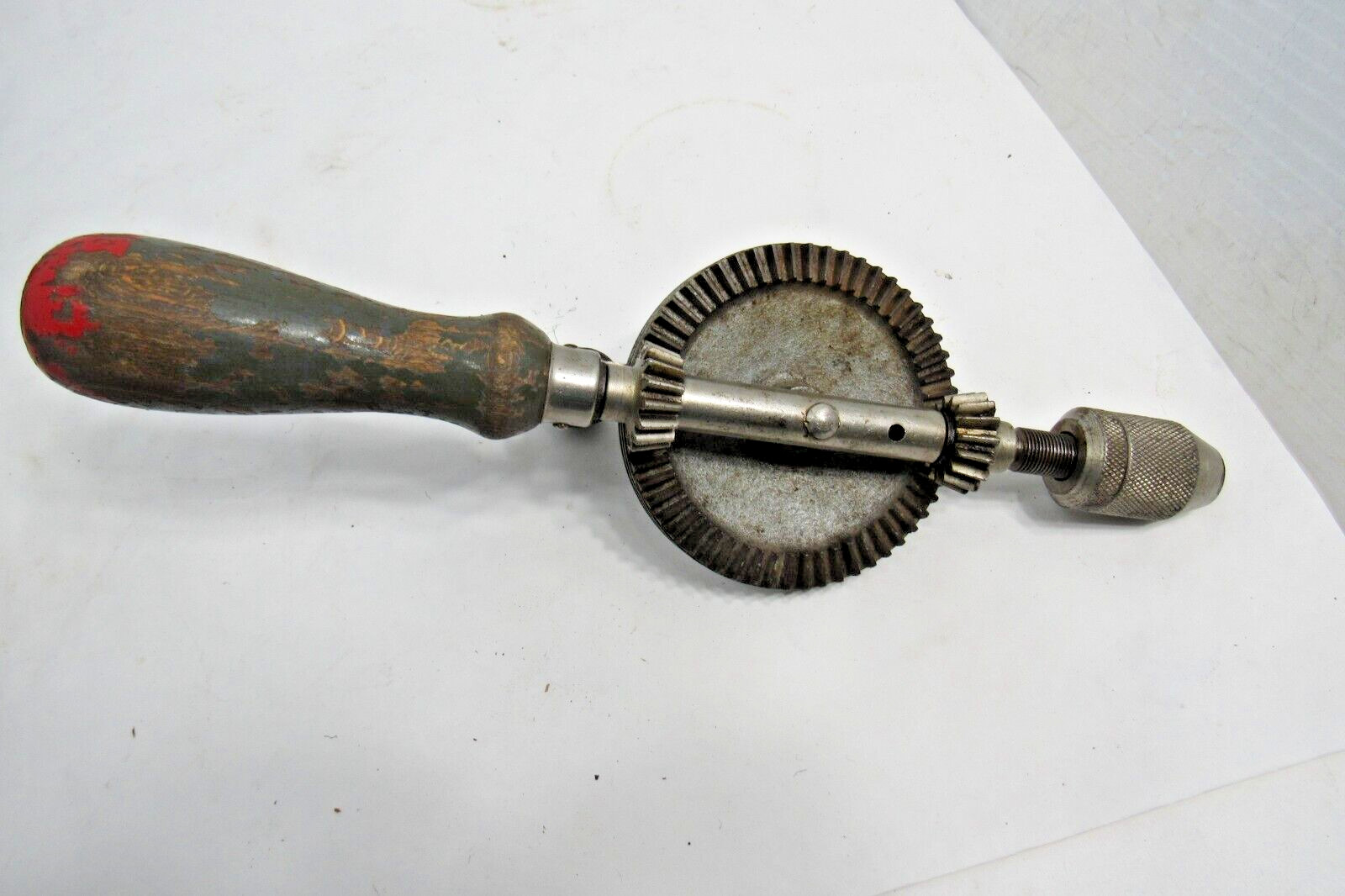 Vintage Hand Drill with Wood Handle Made in USA H123  11\