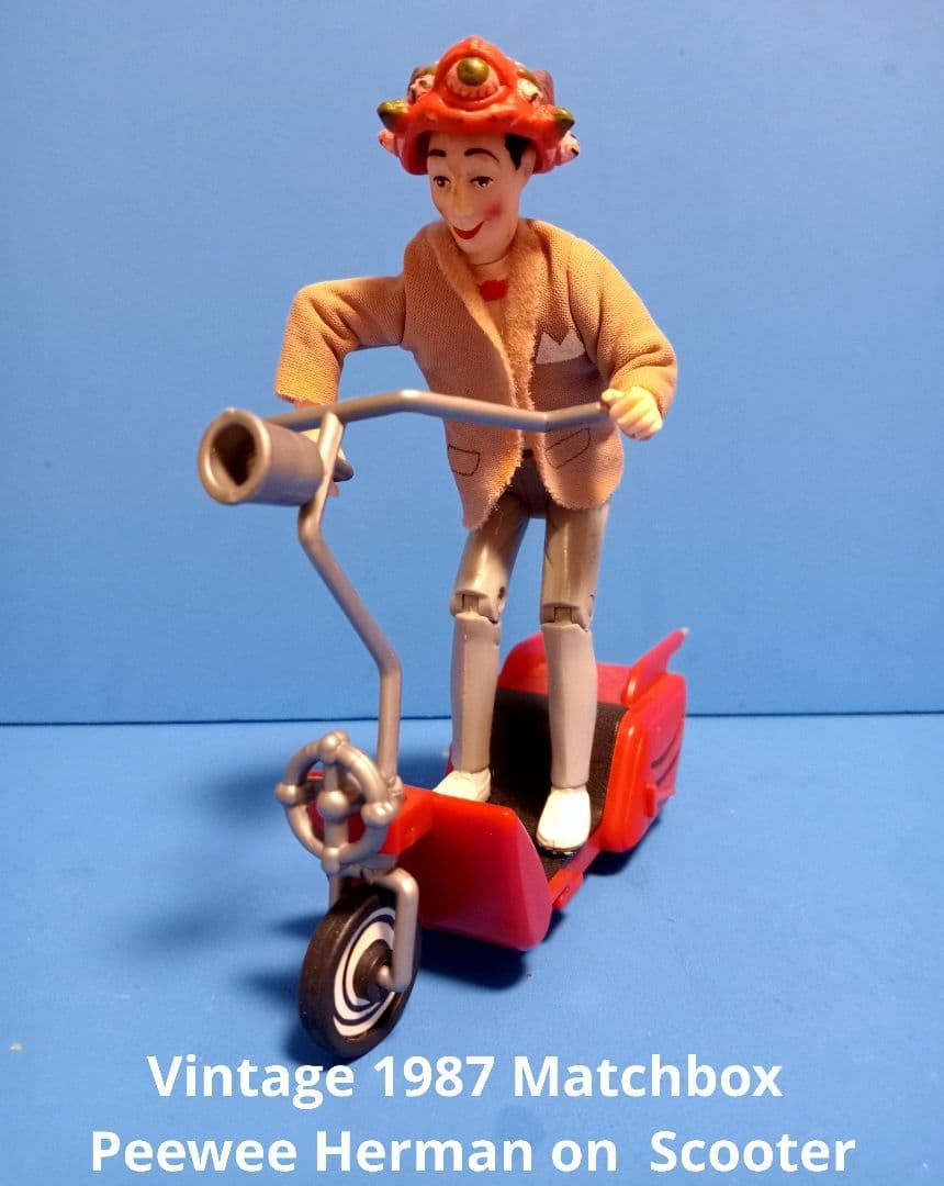 Matchbox Pee Wee Herman Figure with Helmet and Scooter Collectible 15+