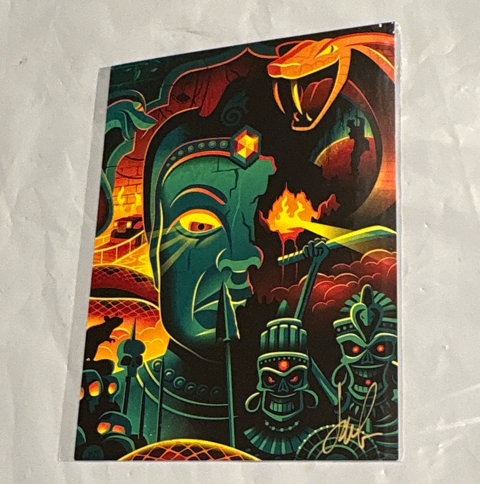 Disney WonderGround Gallery Jafar Art Postcard Signed by Artist Jeff Granito