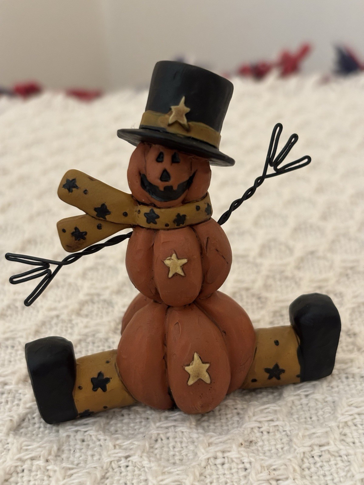 Blossom Bucket Suzi Skoglund Halloween Pumpkin Man with Top Hat Figurine