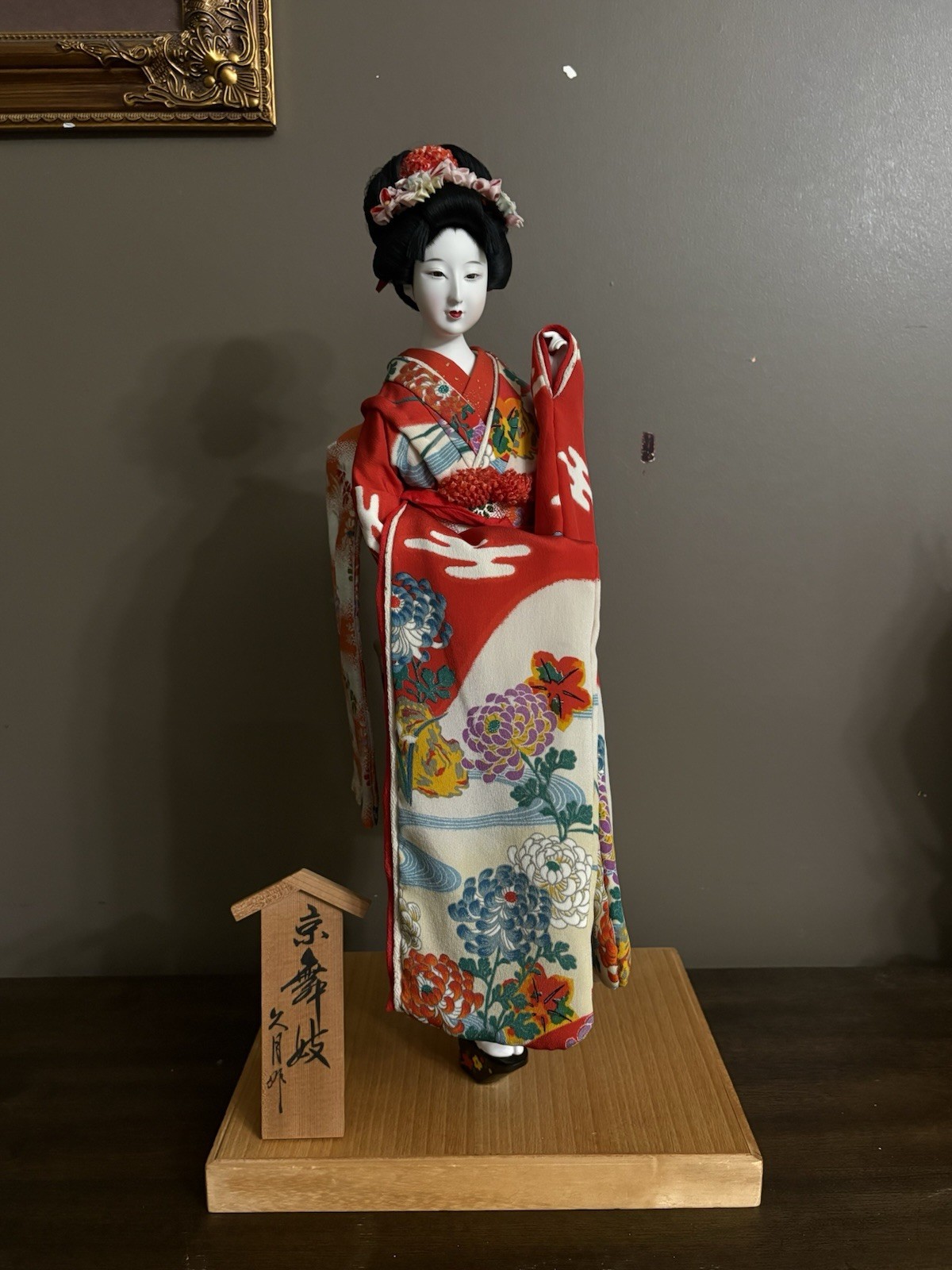 japanese kyoto maiko geisha doll handmade red floral kimono gofun ningyo doll japanese kyoto maiko geisha doll handmade red floral kimono gofun ningyo doll