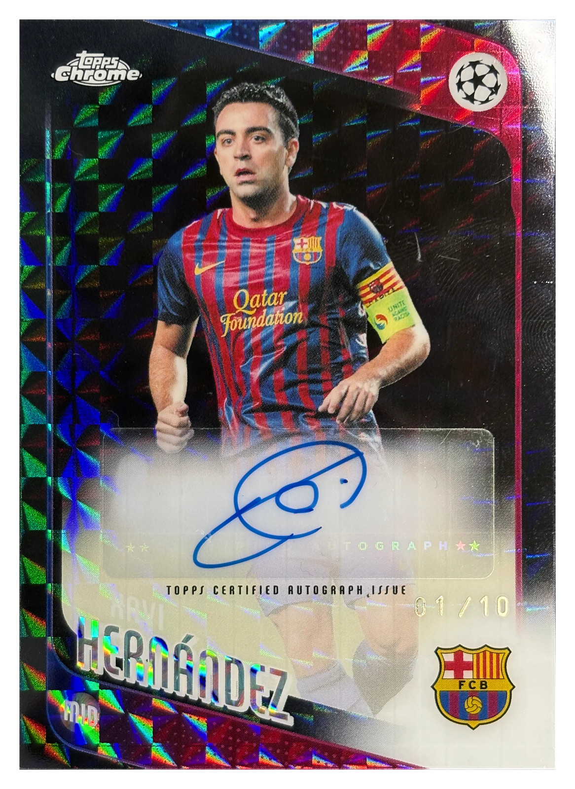 Xavi Hernandez 2025/26 Topps Chrome UEFA Black Geometric Auto #CLA-XH /10 Xavi Hernandez 2025/26 Topps Chrome UEFA Black Geometric Auto #CLA-XH /10