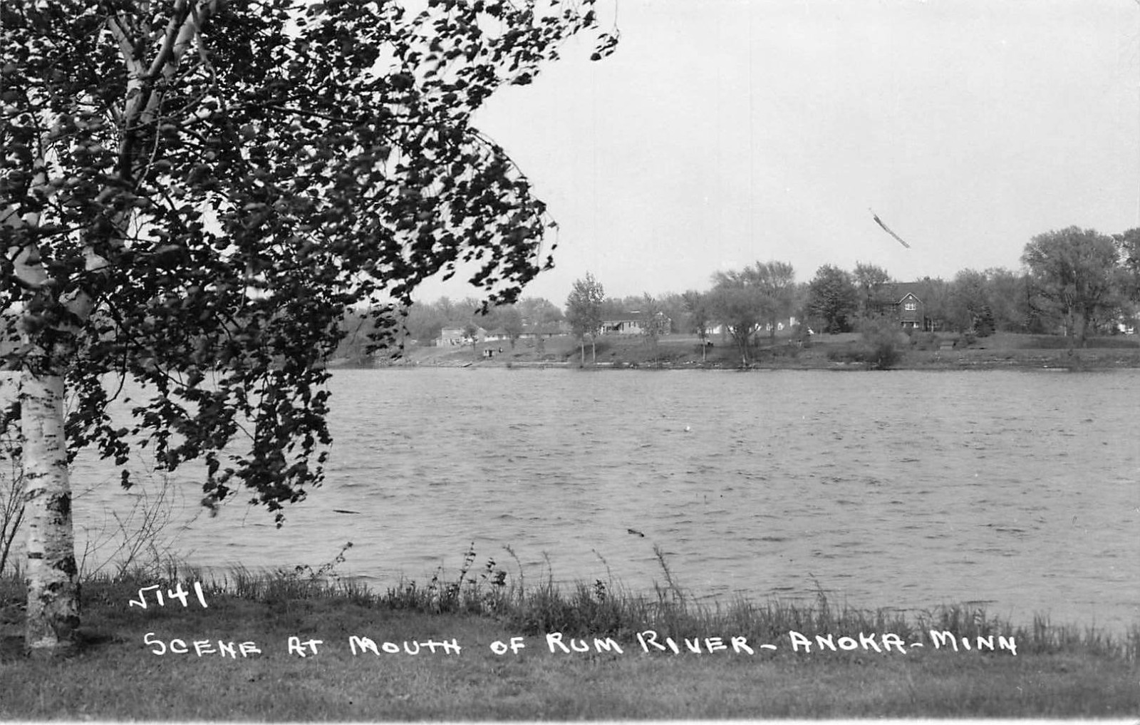 MINNESOTA RPPC REAL PHOTO POSTCARD: VIEW OF MOUTH OF RUM RIVER, ANOKA, MN