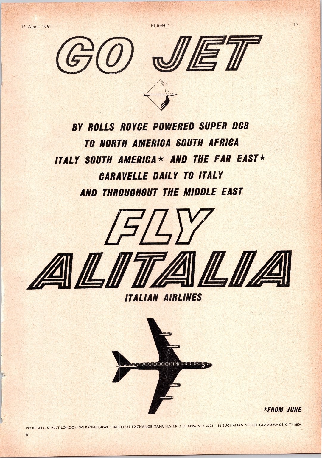 Vintage 1961 Alitalia Italian Airlines Print Ad Super DC8 Rolls Royce Powered Vintage 1961 Alitalia Italian Airlines Print Ad Super DC8 Rolls Royce Powered