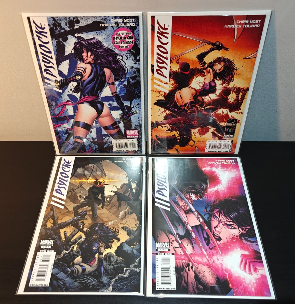 PSYLOCKE # 1 2 3 4 ( 2010 ) YOST,FINCH, TOLIBAO MARVEL COMICS HTF SERIES PSYLOCKE # 1 2 3 4 ( 2010 ) YOST,FINCH, TOLIBAO MARVEL COMICS HTF SERIES