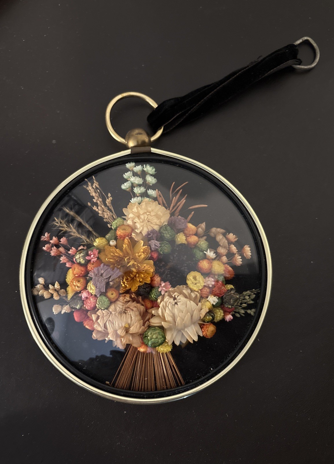 Vintage Cideart Belgium Straw Flowers Domed Frame 6” Display Decor Wall Art Vintage Cideart Belgium Straw Flowers Domed Frame 6” Display Decor Wall Art