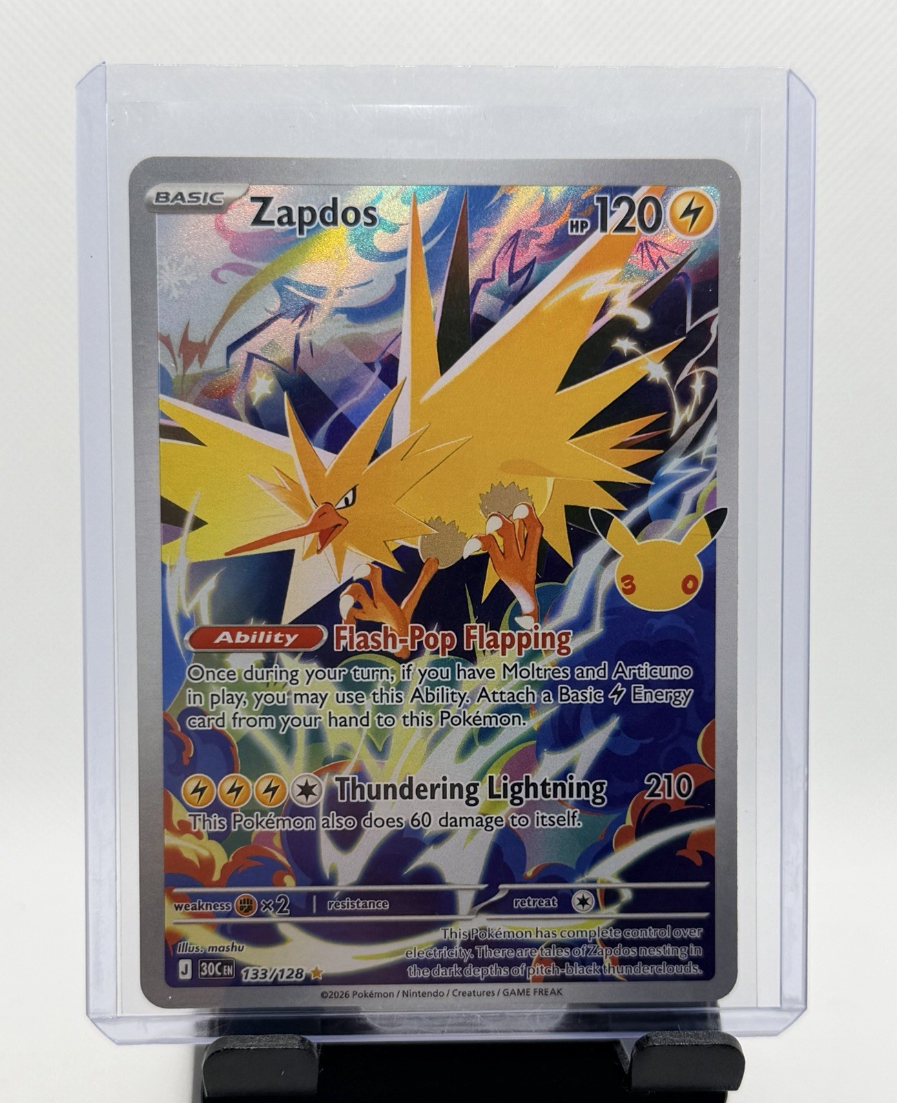 Pokémon Zapdos 133/128 30th Anniversary Celebrations English Holo NM