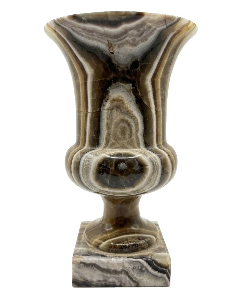 Vtg Banded Onyx Marble Urn Vase 6\