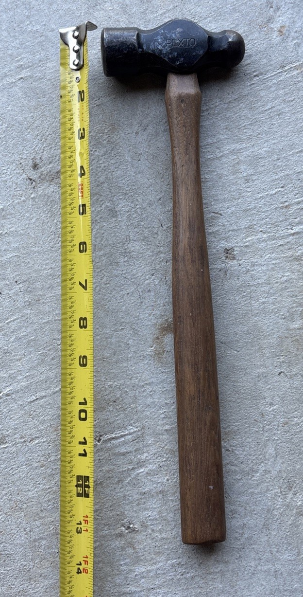 Vintage Tools PEXTO Ball Peen Hammer Original Handle Blacksmith Machinist. 16oz