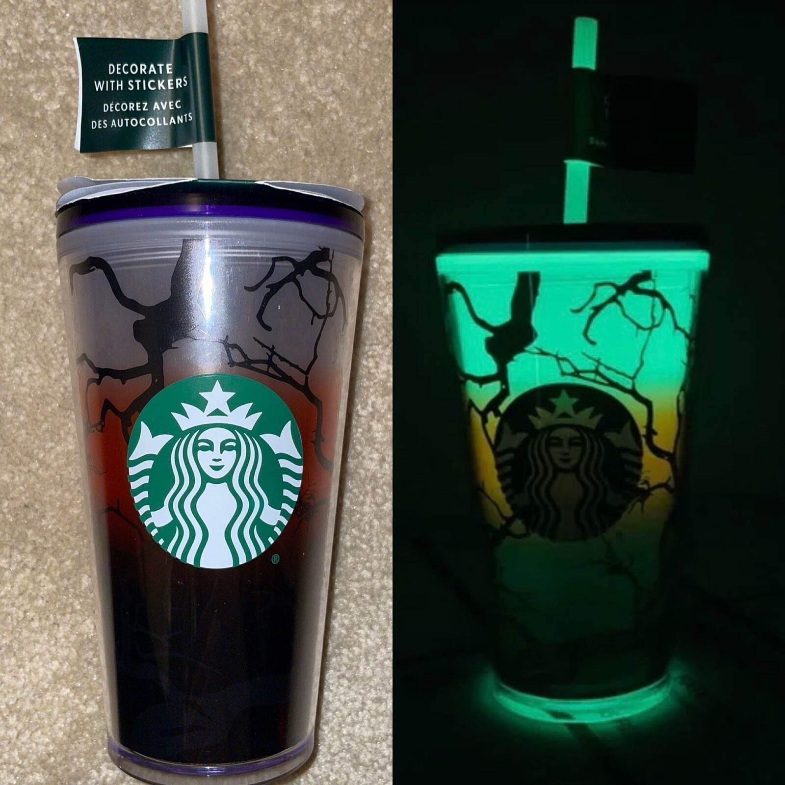 Starbucks Halloween Raven’s Perch Glow in the Dark Cold Cup Tumbler 16oz NEW Starbucks Halloween Raven’s Perch Glow in the Dark Cold Cup Tumbler 16oz NEW