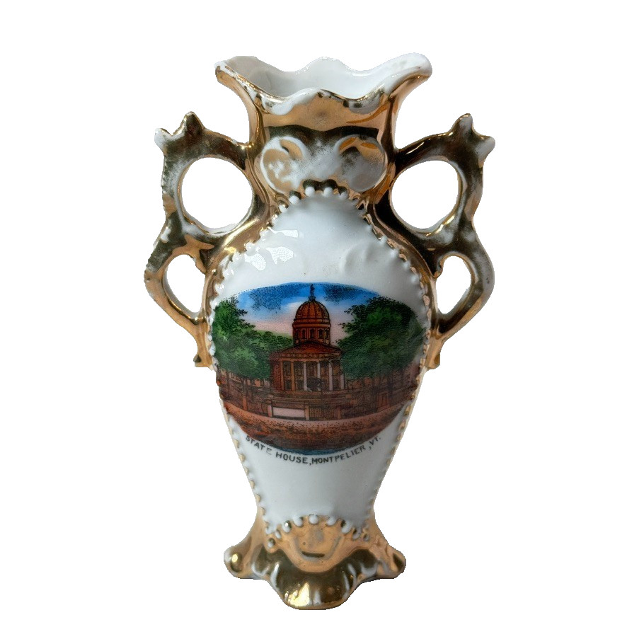 MONTPELIER VT State House VERMONT ANTIQUE Souvenir China TRINKET VASE MONTPELIER VT State House VERMONT ANTIQUE Souvenir China TRINKET VASE