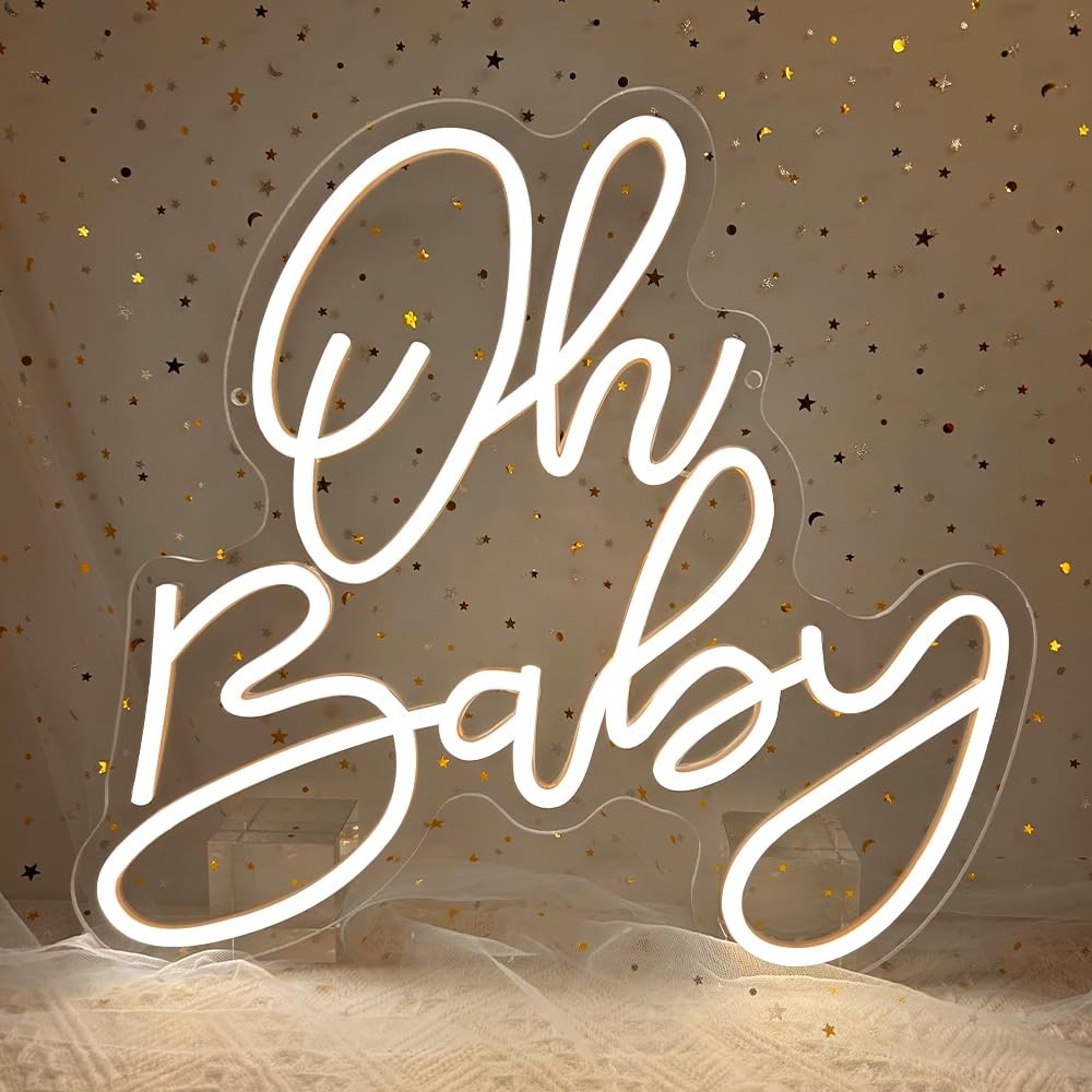 Oh Baby Neon Sign, Baby Shower Neon Light for Party Wall Decor Light Up Sign ...