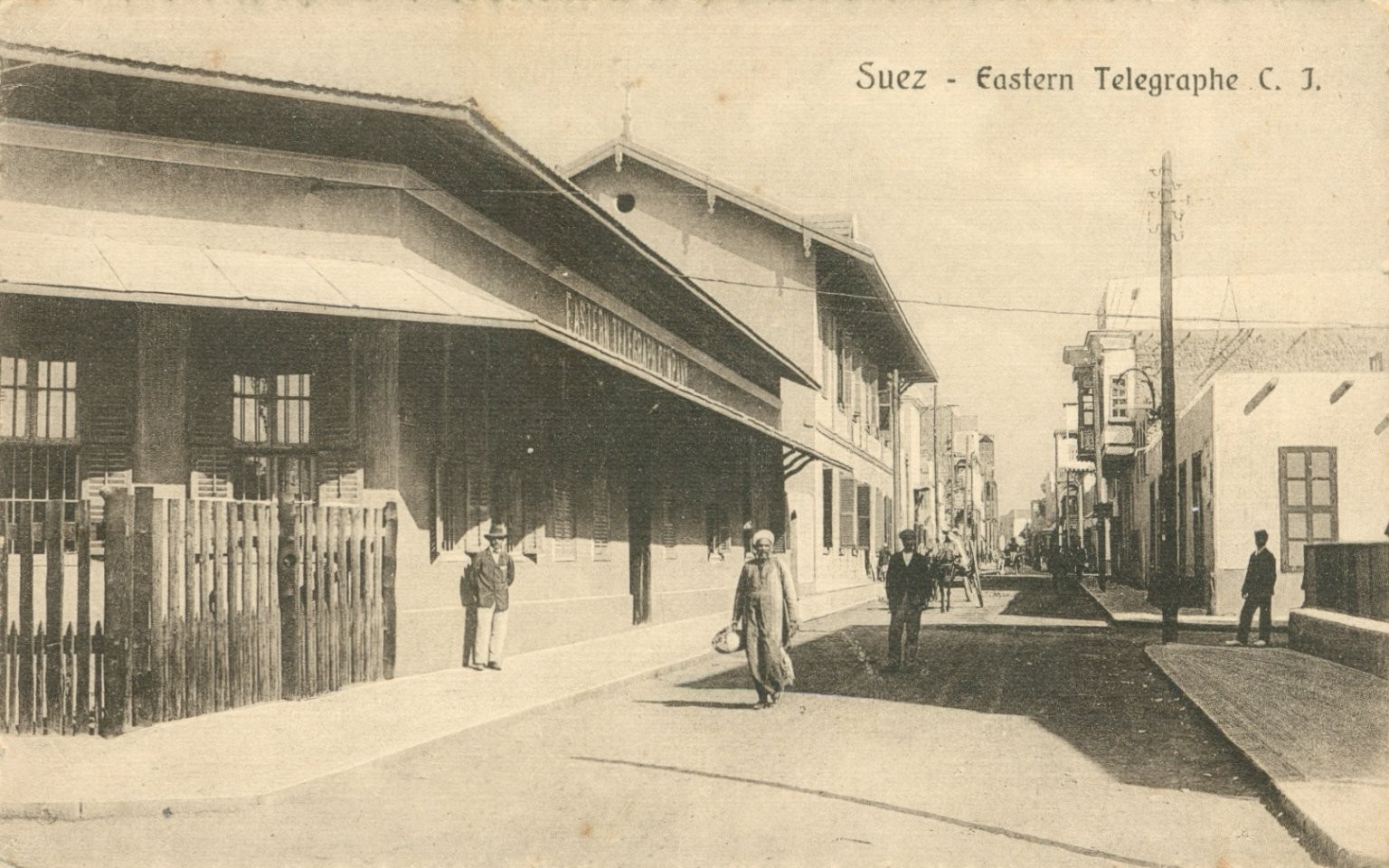 Suez Egypt Eastern Telegraph Co. Street Scene Vintage Postcard Cairo Trust Suez Egypt Eastern Telegraph Co. Street Scene Vintage Postcard Cairo Trust