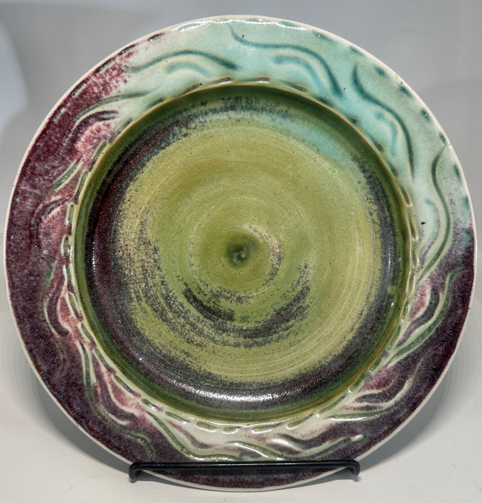 Vintage 1990 Toshiko Takaezu Glazed Art GlPottery Stoneware Plate Plaque Charger