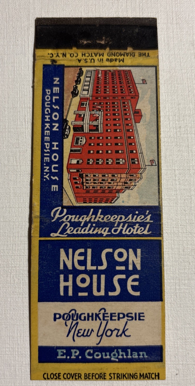 Matchbook Cover Vintage, Nelson House Hotel, Poughkeepsie New York