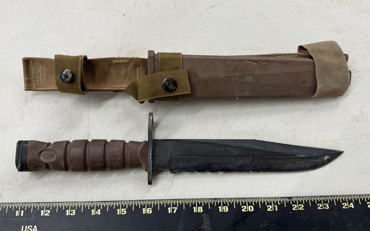 Genuine OKC3S Knife Bayonet USMC & Scabbard Ontario Knife Co OKC