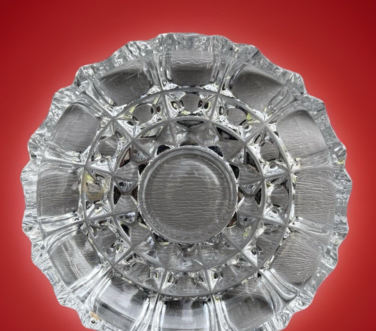 Vintage Clear Crystal Trinket Holder Dresser Dish Bowl Ashtray Vintage Clear Crystal Trinket Holder Dresser Dish Bowl Ashtray