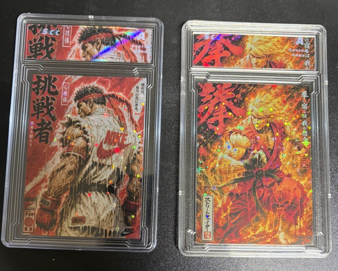 Street Fighter ryu and Ken Custom cards graded Slab 