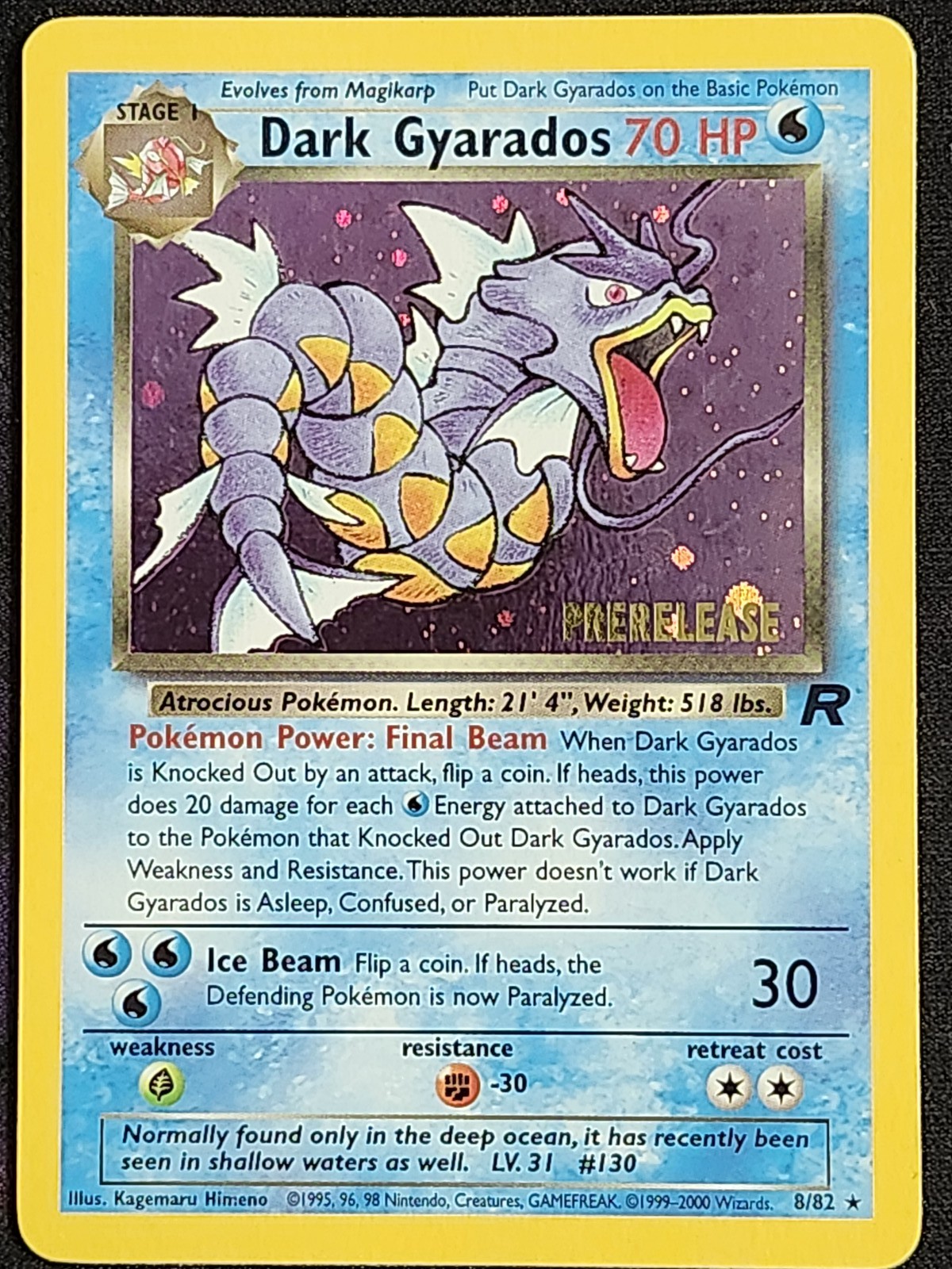 Pokemon Dark Gyarados 8/82 (LP) Prerelease Team Rocket TR