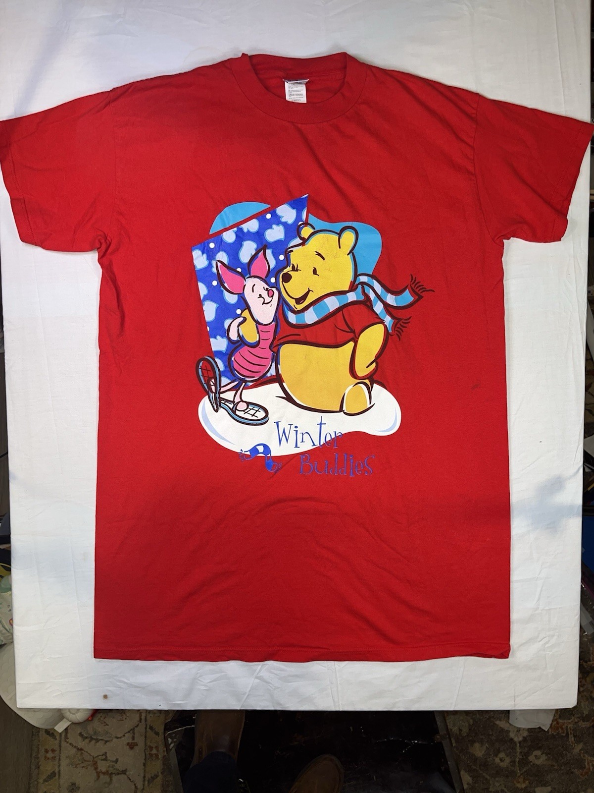 Vintage Disney Winnie the Pooh Piglet Winter Buddies T Shirt Red One Size 90s Vintage Disney Winnie the Pooh Piglet Winter Buddies T Shirt Red One Size 90s