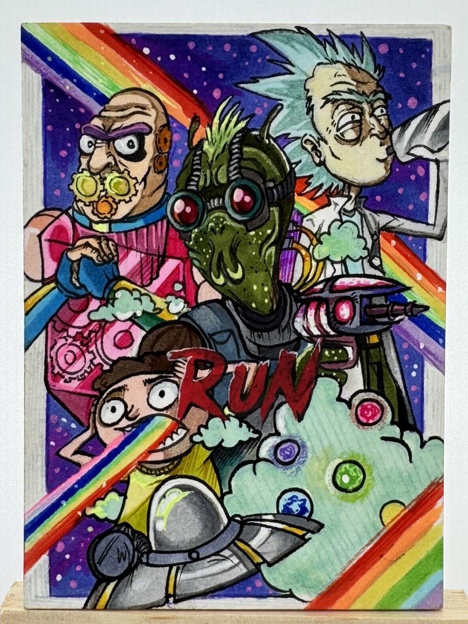 GGC Studio Rick and Morty Artist Hand Drawn Sketch Card 1/1 ACEO BLACK LIGHT Art GGC Studio Rick and Morty Artist Hand Drawn Sketch Card 1/1 ACEO BLACK LIGHT Art