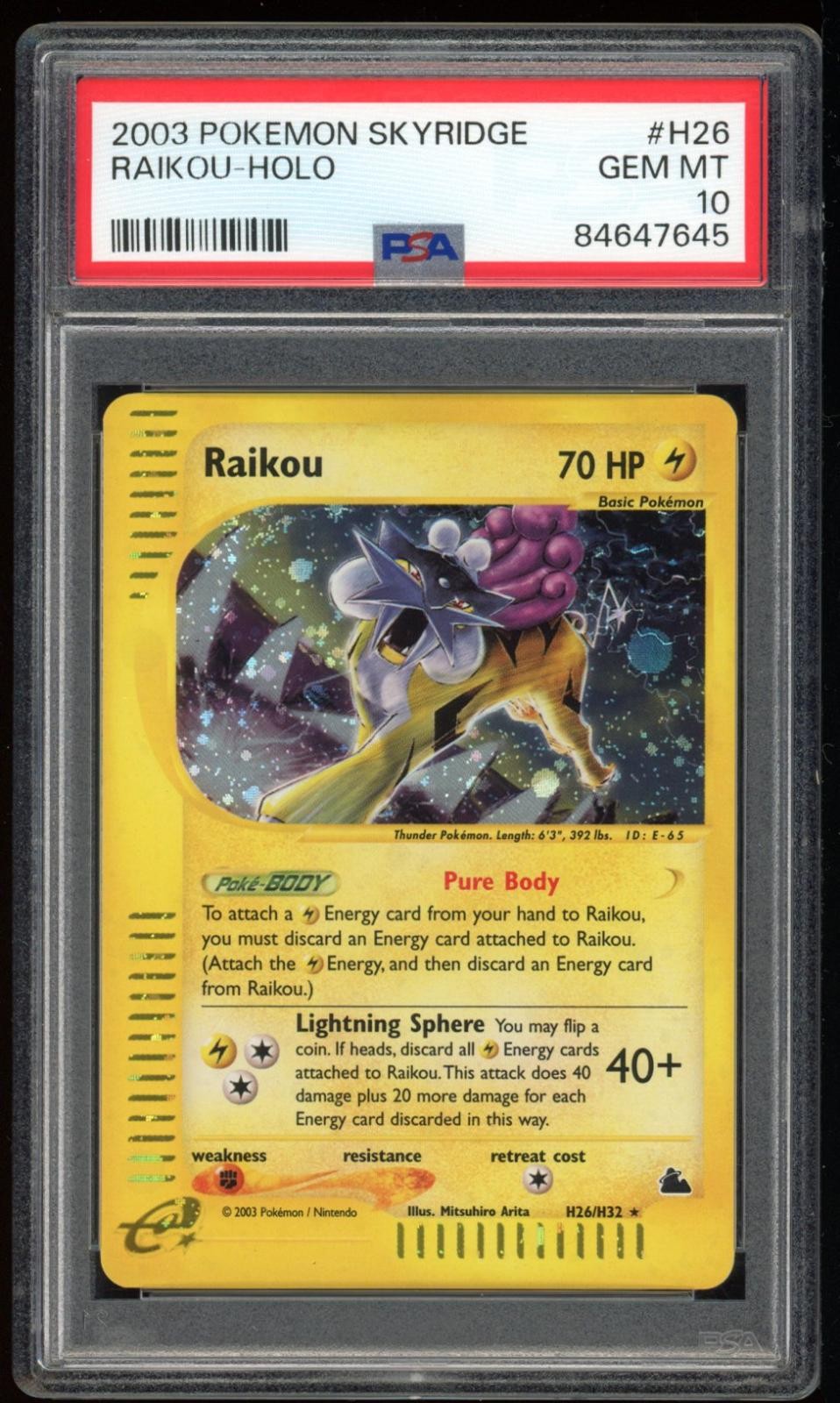 Raikou Holo H26/H32 PSA 10 Skyridge Pokemon Card Game