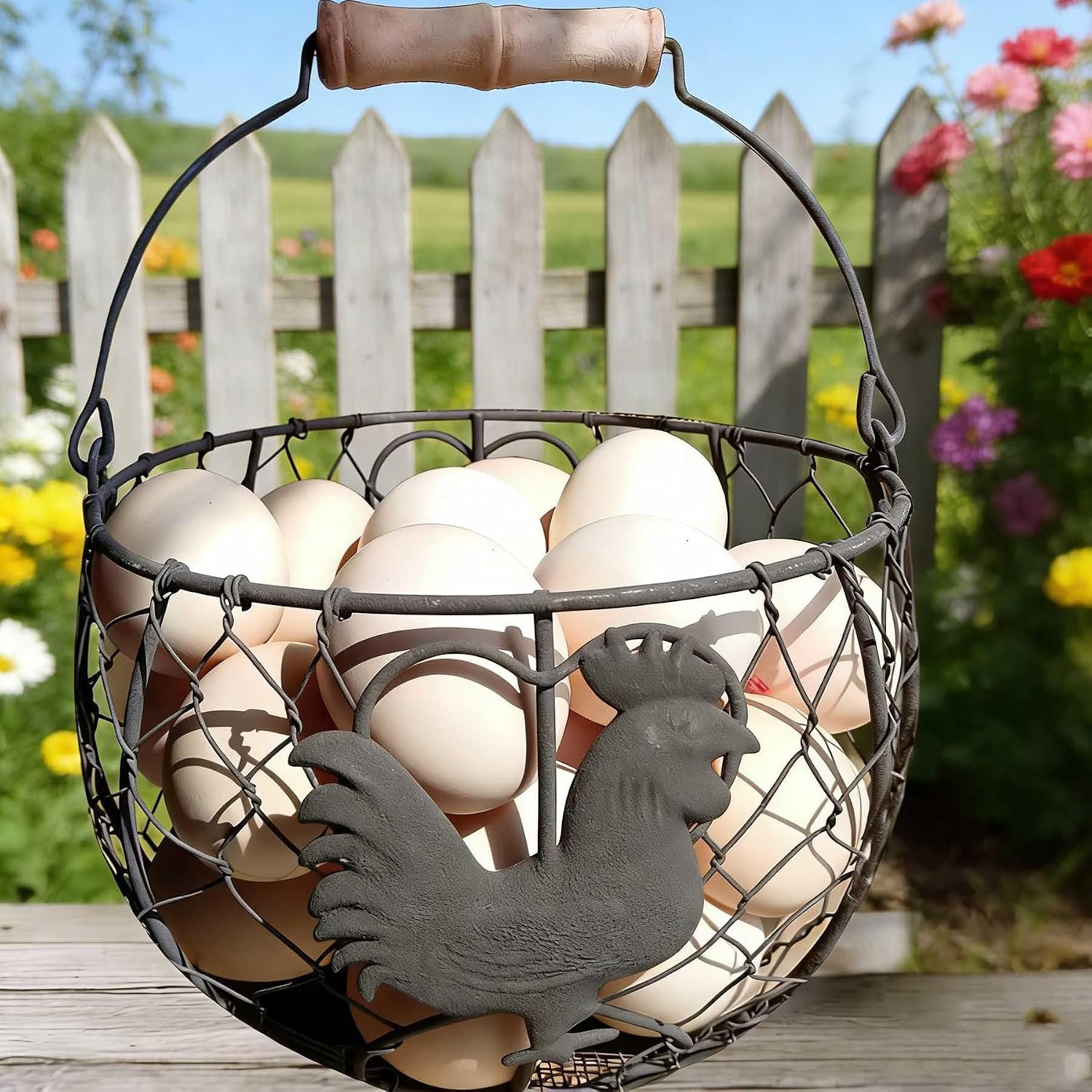 Chicken Wire Egg Basket for Gathering Fresh Eggs with Handle Chicken Wire Egg Basket for Gathering Fresh Eggs with Handle