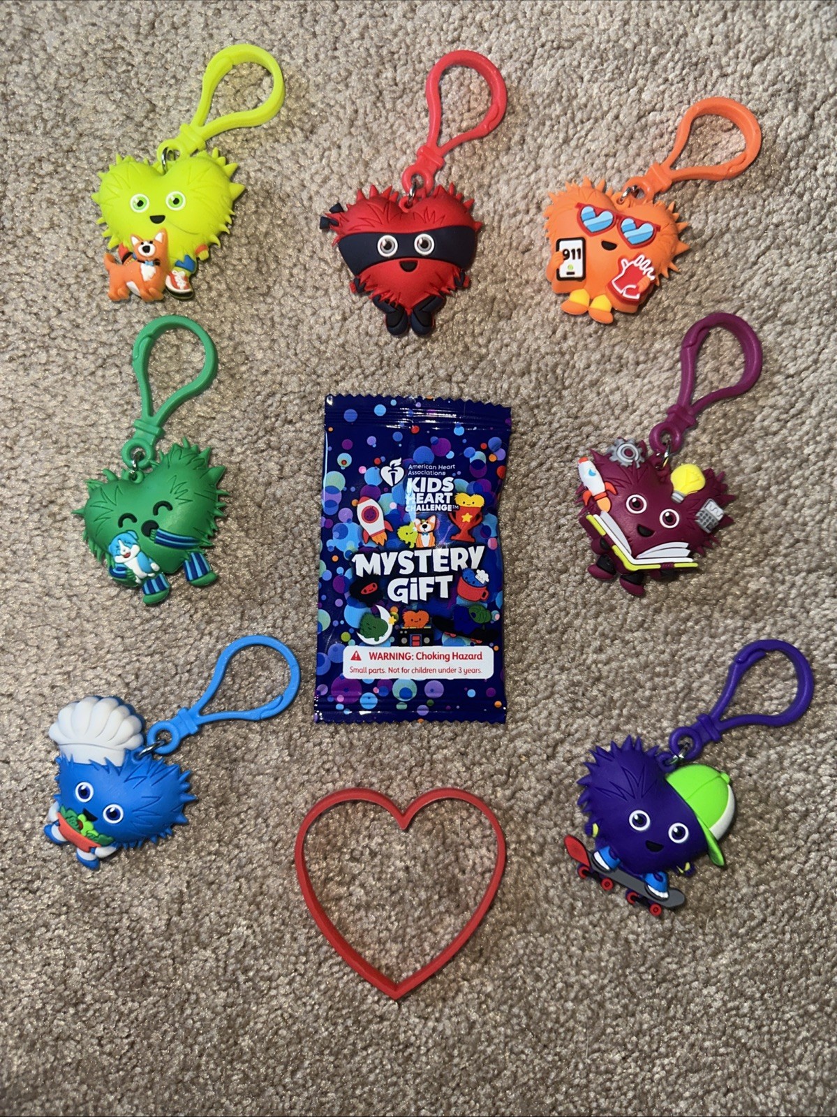 AHA Kids Heart Challenge 2023-2024 Complete Keychain Set + Mystery Bag NEW AHA Kids Heart Challenge 2023-2024 Complete Keychain Set + Mystery Bag NEW