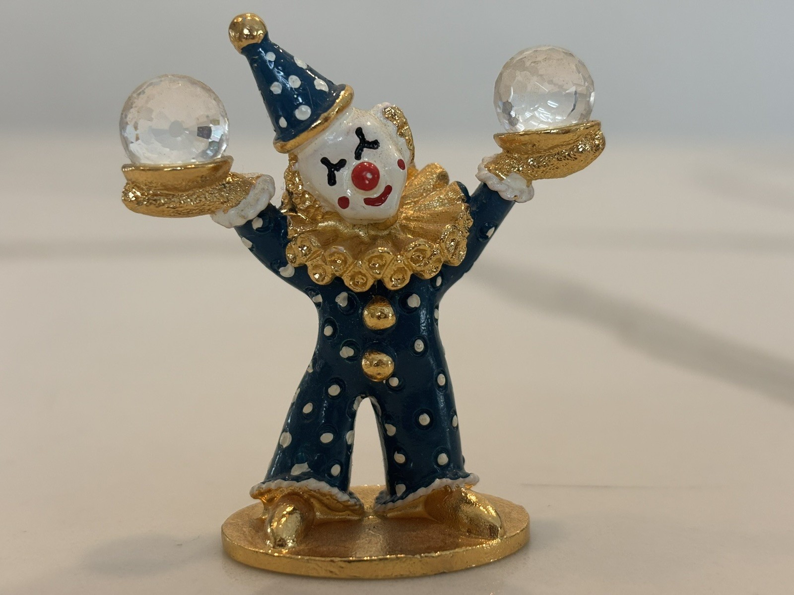Vintage 1985 Spoontiques C/M447 Clown Swarovski Crystal Balls Pewter Gold Vintage 1985 Spoontiques C/M447 Clown Swarovski Crystal Balls Pewter Gold