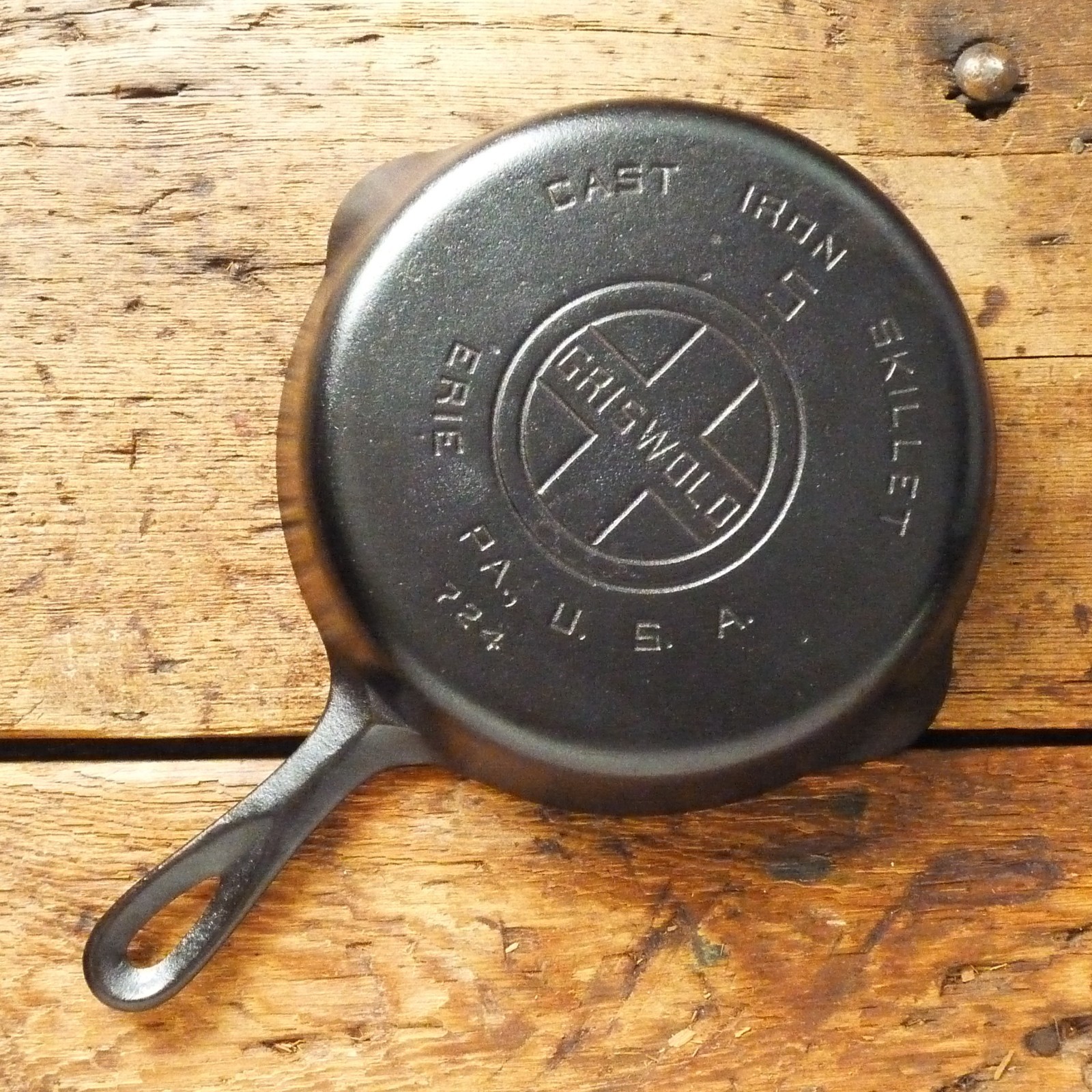 Vintage GRISWOLD Cast Iron SKILLET Frying Pan # 5 LARGE BLOCK LOGO - Ironspoon